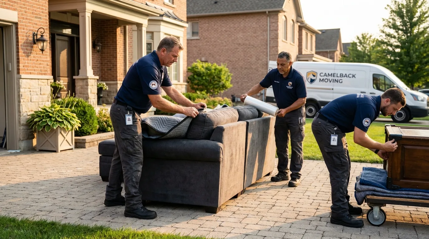 Large estate moving crew wrapping furniture in Cartersville, GA