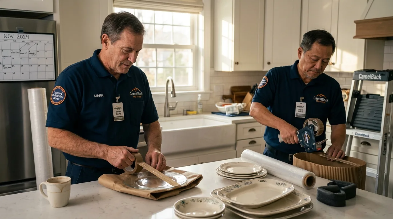 Professional crew packing kitchen dishware in Cartersville, GA